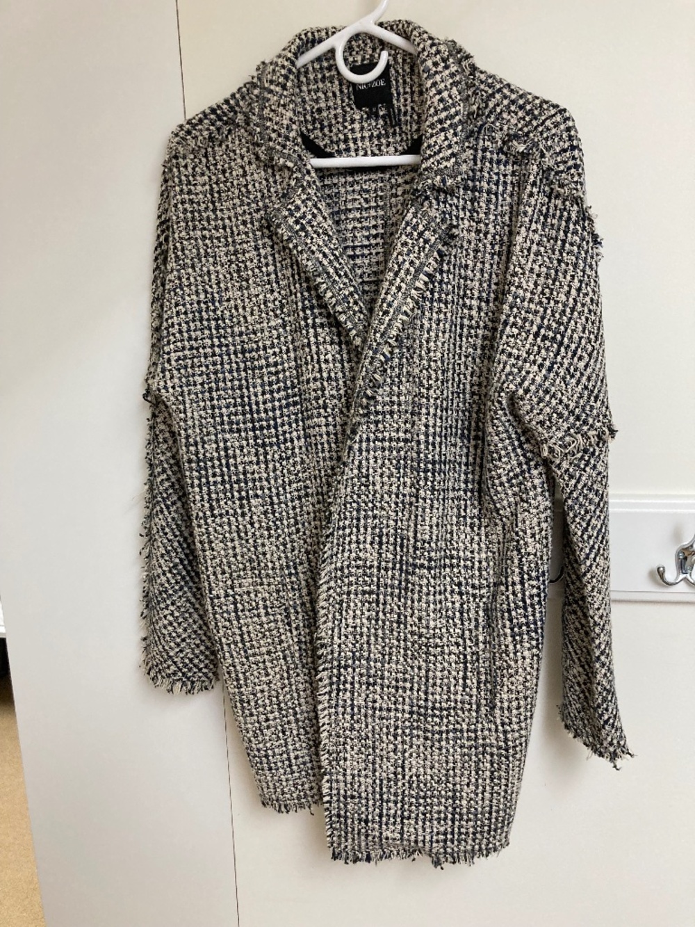Nic & Zoe tweed fringed open front coat